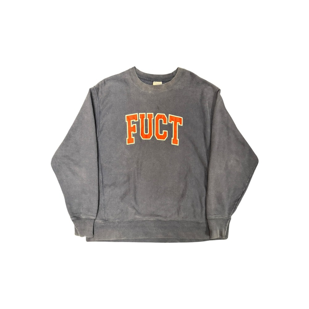 FUCT Arch Logo Navy CHAMPION REVERSE WEAVE SWEATER Crewneck Mens Size Large